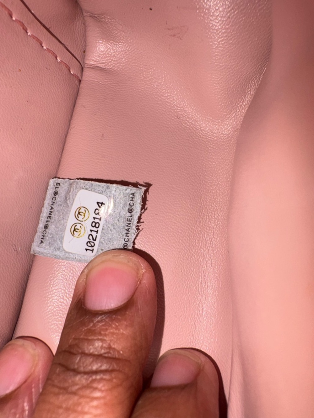 CHANEL Pink Leather Interior with Authenticity Sticker - Picture 4 of 4